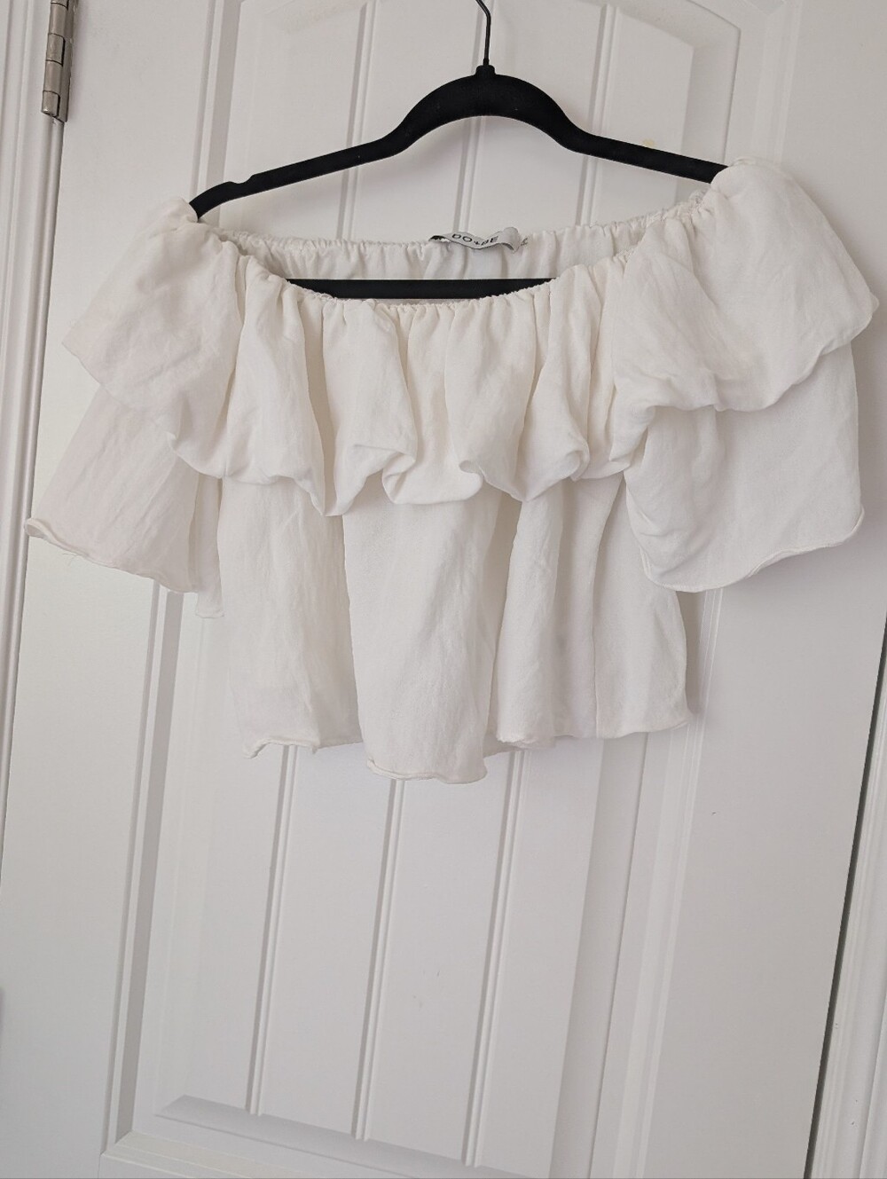White Do+Be Off-Shoulder Ruffle Top - S - Picture 2 of 8